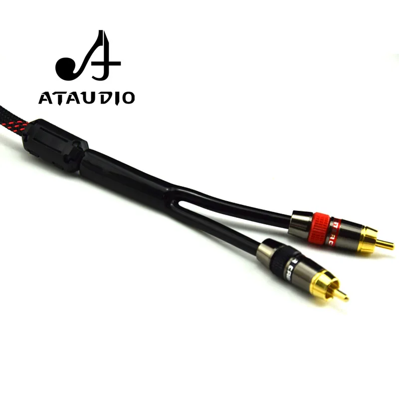 Premium ATAUDIO HIFI Pure Copper Subwoofer Y Splitter Cable - Single to Dual RCA Audio Connection