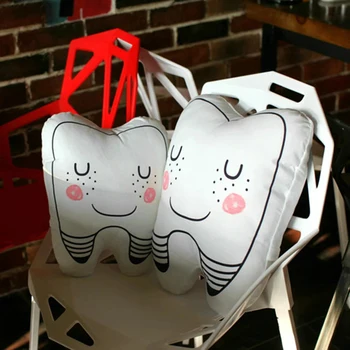 

Cute Soft Plush Tooth Shaped Rest Cushion Child Room Home Decoration Large
