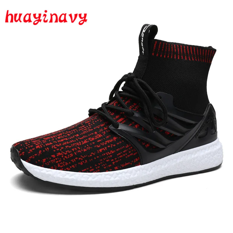 

huayi navy 2018 Socks Sneakers Shoes Casual Breathable High Top Sneaker Men Shoes Autumn &Winter Fashion Shoes For Men M7