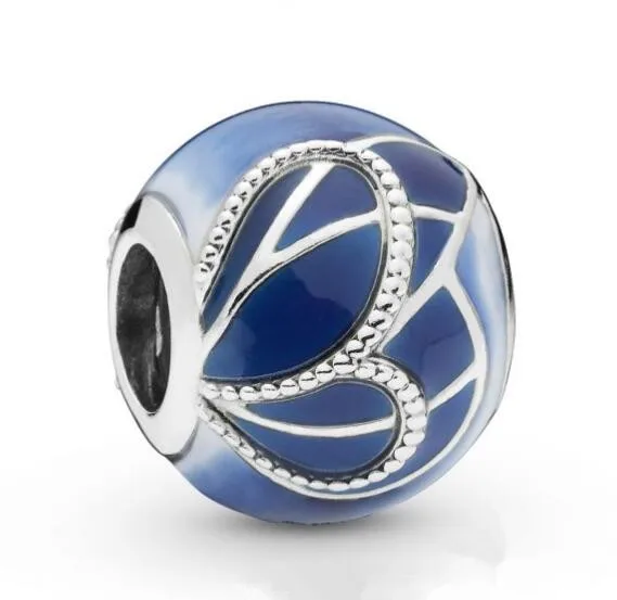 

Original 925 Sterling Silver Bead Charm Blue Swirls Butterfly Wing Charm Fit Pandora Women Bracelet & Bangle Diy Jewelry