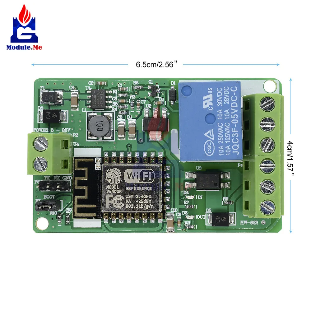 ESP8266 ESP-12F wifi беспроводной модуль 1 канал Релейный Щит защита от перегрузки по току Wi-Fi сетевой релейный модуль 10A DC 7-30 в