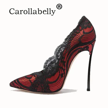 

Carollabelly Shoes Woman High Heels Pumps Lace High Heels Women Shoes High Heels Wedding Shoes Pumps Red Nude Shoes Heels