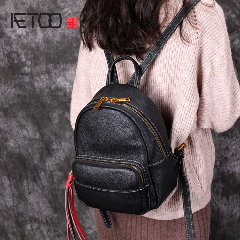 AETOO осень и зима новая маленькая сумка на плечо женская кожаная Корейская версия винтажная мода дикая Повседневная верхний слой кожа