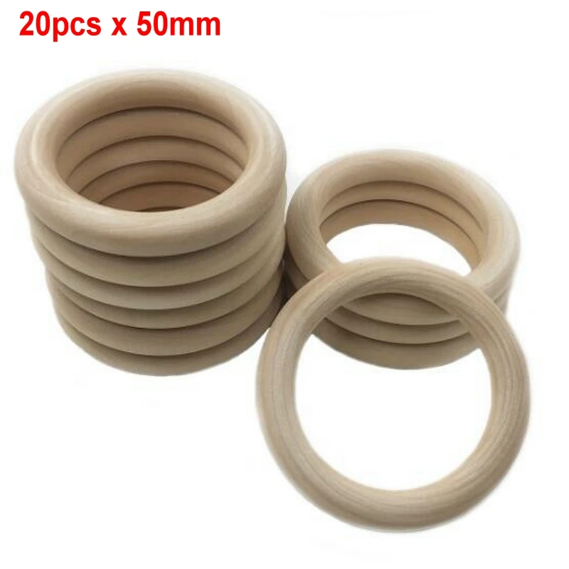 20Pcs Multifunction DIY Teether Rings Wooden Teething Rings for Toddler Toys