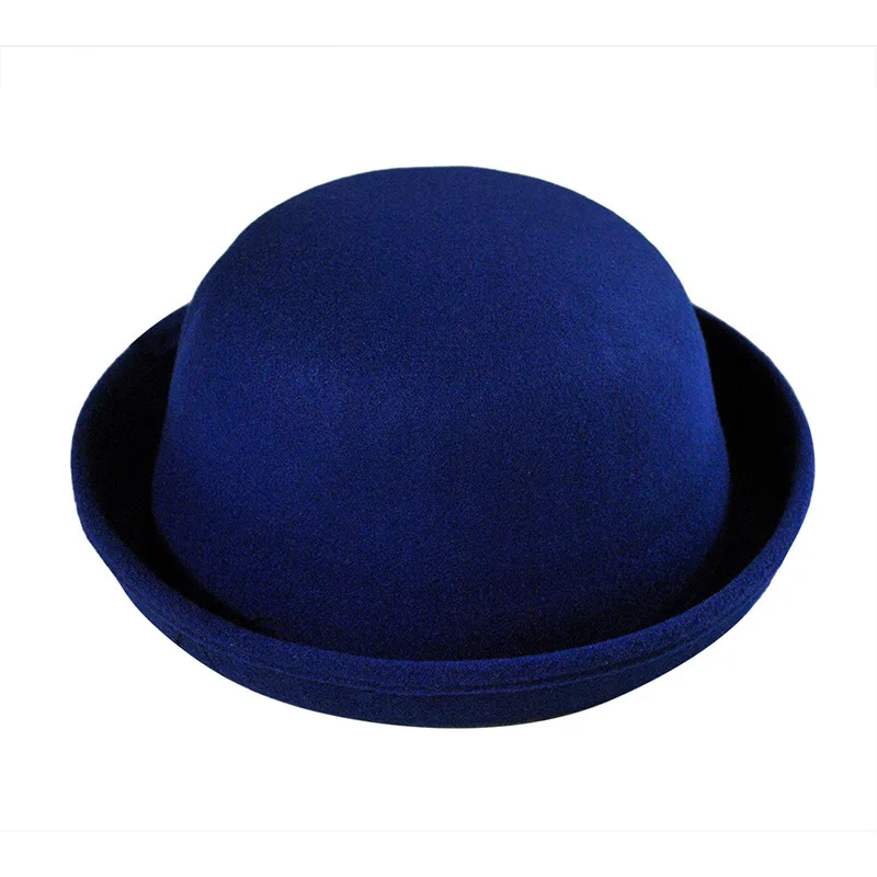 Горячие зима-осень милые дамы женские формальные шерсть одноцветное Цвет Dicer котелок Хемминг шляпа-котелок классический Для женщин шапки fedora hat - Цвет: Синий