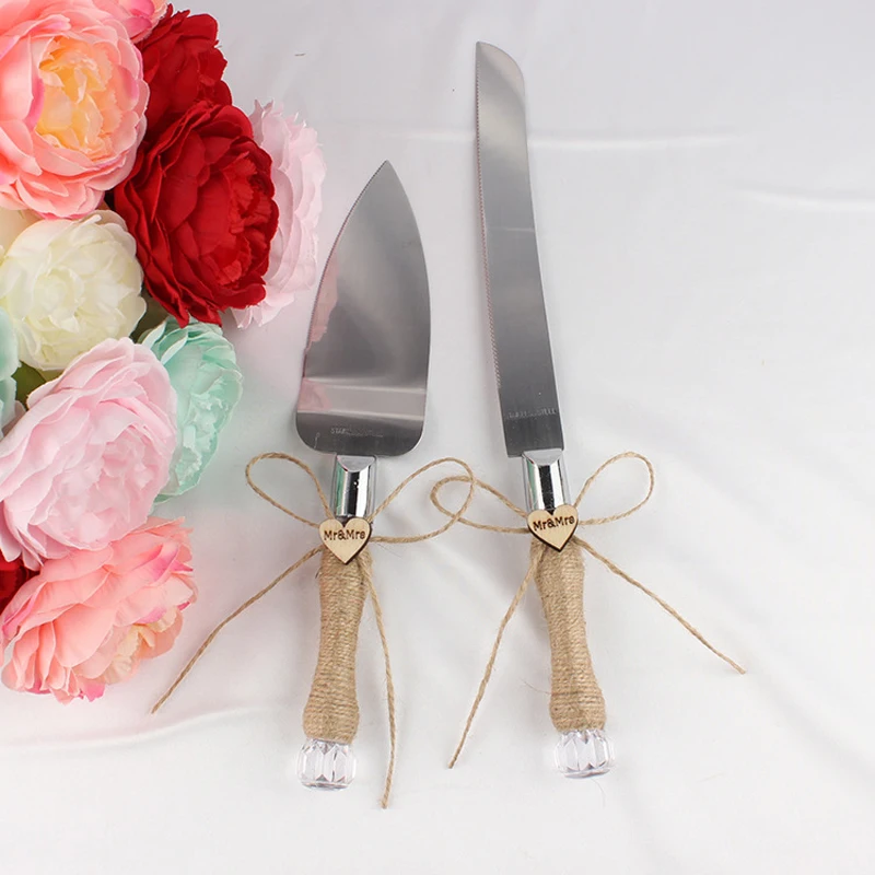 Romantic love just married Stainless Steel Cake Knife Server Set Cake Shovel Rustic wedding Bridal Shower party gift Decoration