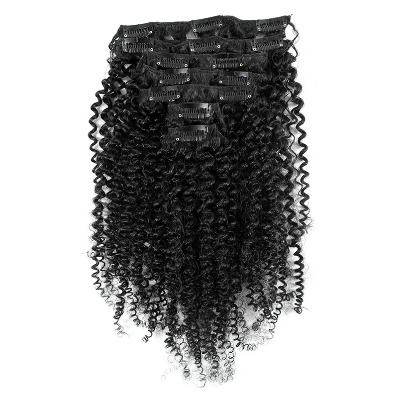 Aliexpress Yvonne Brazilian Virgin Hair Clip In Human Hair Extensions,7Pcs/set Kinky Curly Clip In Hair Extensions,Color 1B