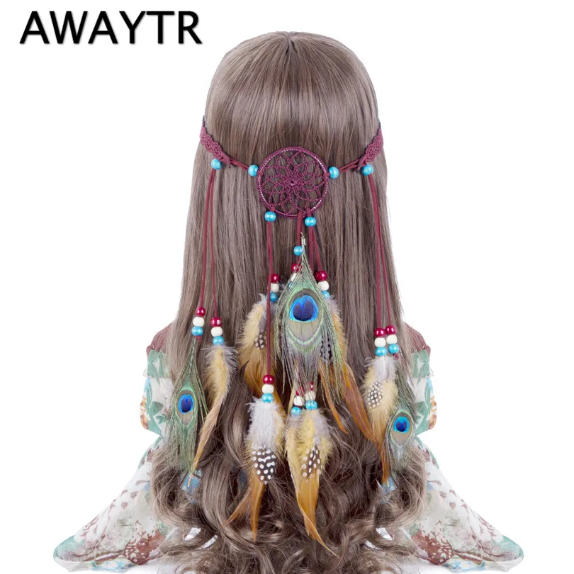 

AWAYTR Women Christmas Hair Accessories 2019 New Dream Catcher Decoration Feather Headband Halloween Party Costume for Women