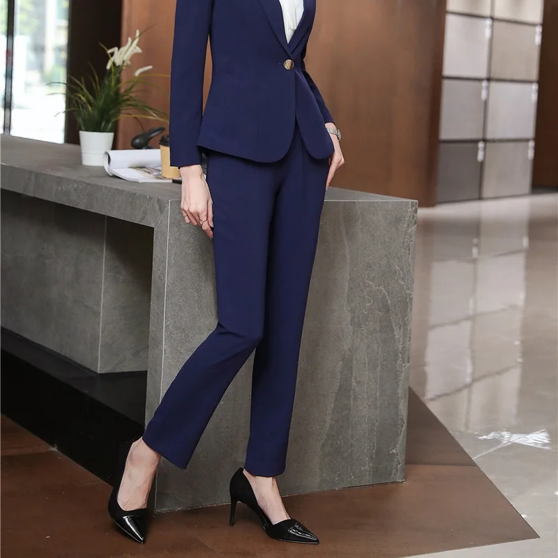 womens skinny navy trousers