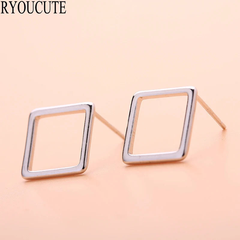 925 стерлингового серебра квадратные серьги для женщин Свадебные украшения Brincos Pendientes милые корейские серьги украшения из серебра 925 пробы