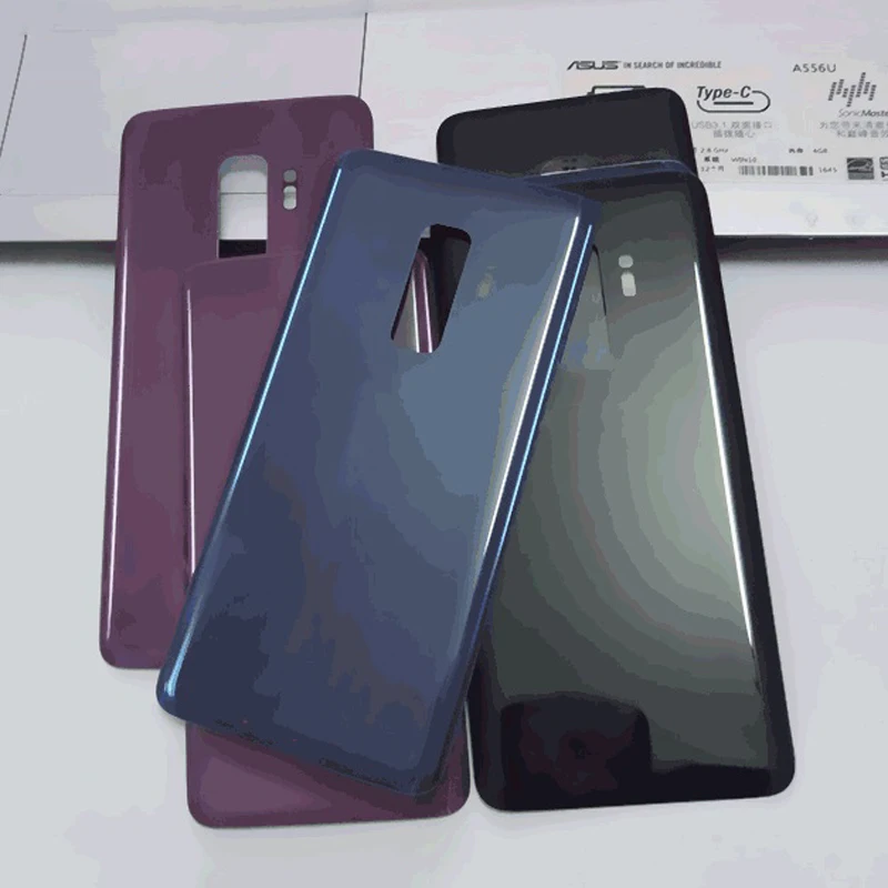 100% Новинка для SAMSUNG Galaxy S9 G960 G960F Plus + G965 Задняя крышка батареи Дверь стеклянная