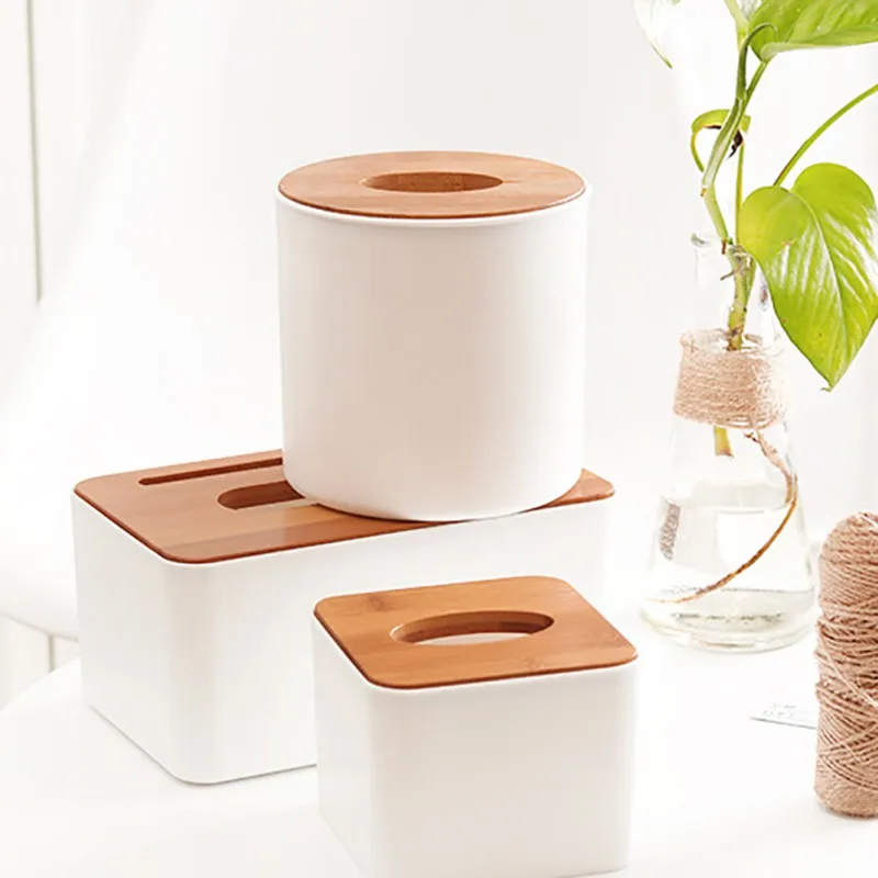 

New Simple Solid Wood Napkin Frame Square Wooden Plastic Tissue Box Household Kitchen Paper Holder Storage Box