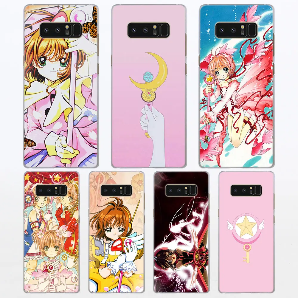 

Sakura cardcaptors Pattern clear frame hard Back Case Cover for Samsung Galaxy Note 9 Note 8 Note 5 S6 S7 Edge S8 S9 Plus