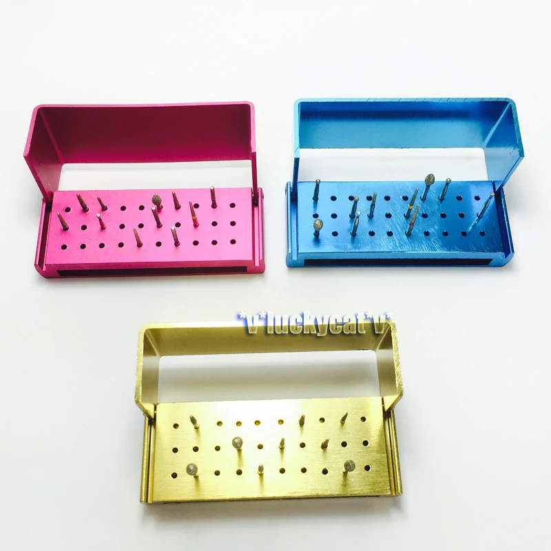 30 Dental Diamond Burs Drill+3Pcs Dental Aluminium Bur Holder Burs
