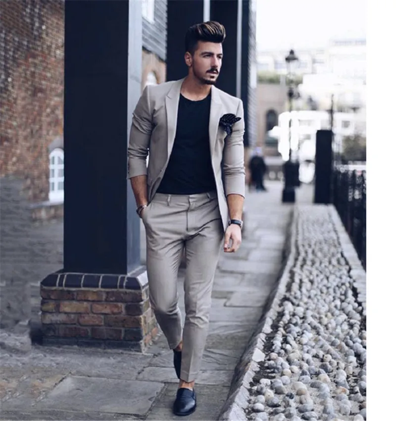 

Two-Piece Men Suit with Pants Smart Casual Street Jacket Slim Fit Tuxedo Suits for Wedding Groom Costume Men Blazer Custom Made