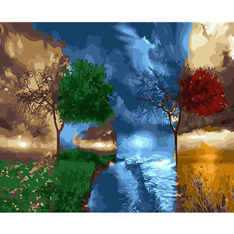 Изображения пейзажей в рамке DIY живопись по номерам настенная художественная акриловая живопись на холсте для свадебного декора GX26007 - Цвет: GX26007