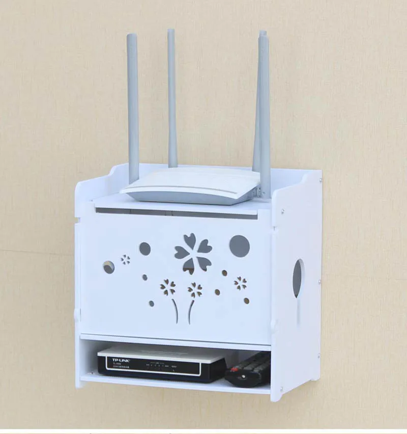 Diy wooden router set WIFI TV top boxes storage racks background wall