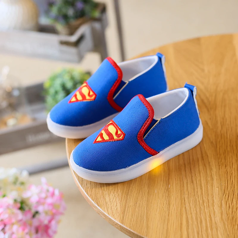 

Children Spiderman LED Light Shoes Kids Fashion Brand Canvas Flasher Sport Shoes Boys Lighted Sneakers Size 21-30