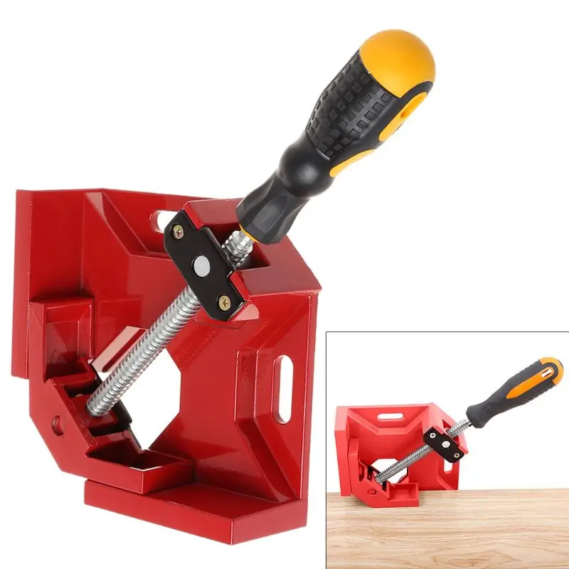 

280x214x54mm Aluminum Single Handle 90 Degree Right Angle Clamp Woodworking Frame Clip Folder Tool