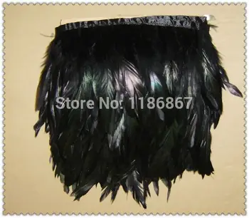 

NEW!HOT SALE!10Yards/Lot!14-20CM Height Black Coque feather trimming fringe Rooster tail feather fringe freeshipping KX36