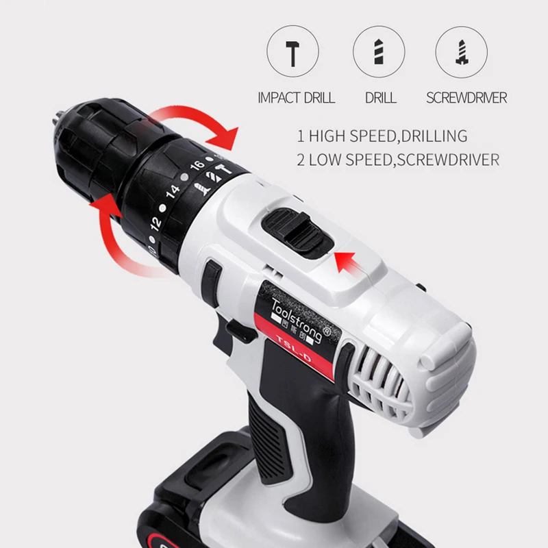 

Toolstrong 18V DC New Design Mobile Power Supply Lithium-Ion Battery Cordless Drill/Driver Power Tools Electric Drill TSL-D01