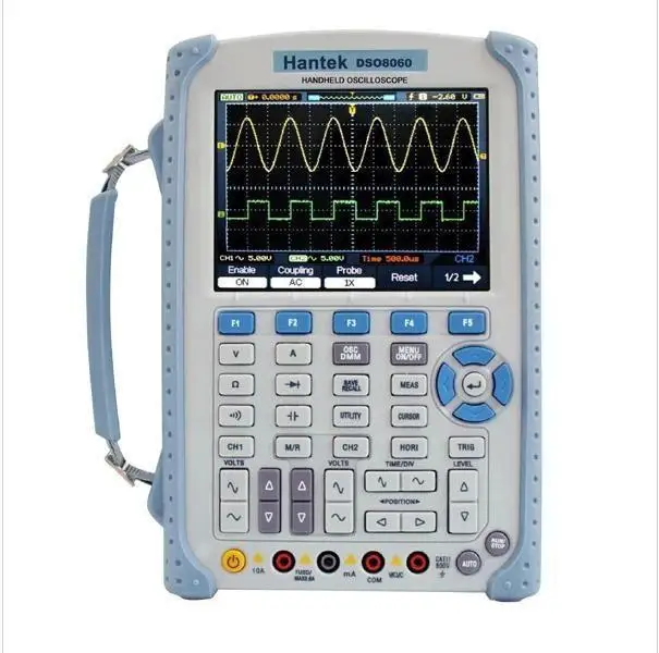 

Hantek DSO8060 5 in 1 Handheld Oscilloscope DMM / Spectrum Analyzer / Frequency Counter / Arbitrary Waveform Generator