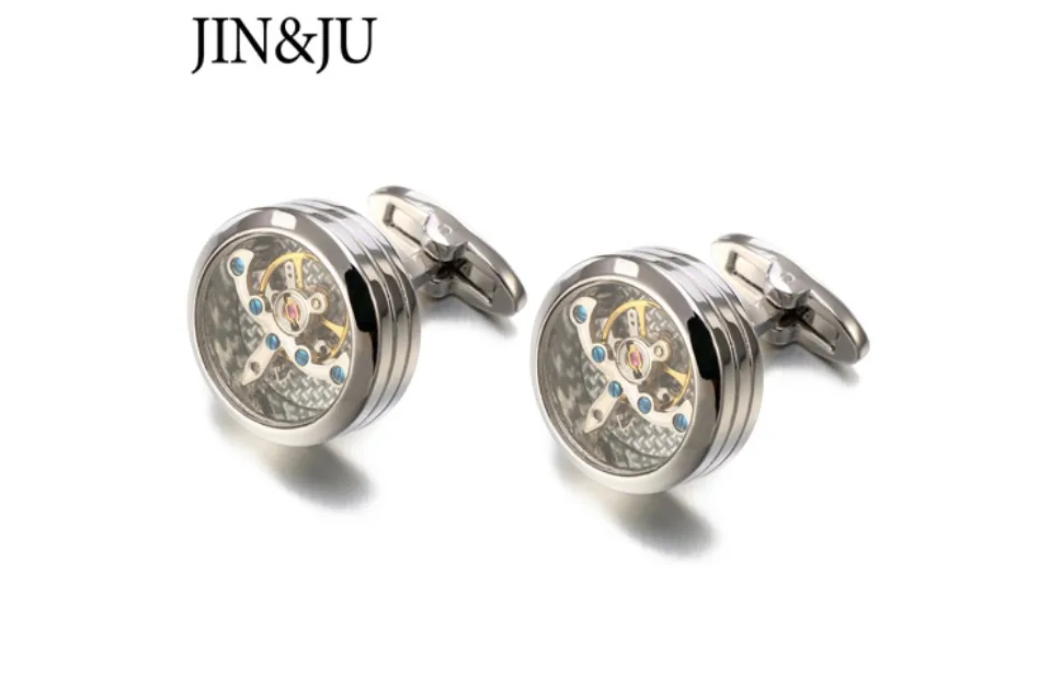 JIN& JU Лидер продаж Мужские механические часы с турбийоном, запонки с турбийоном, высокое качество, в стиле стимпанк, запонки