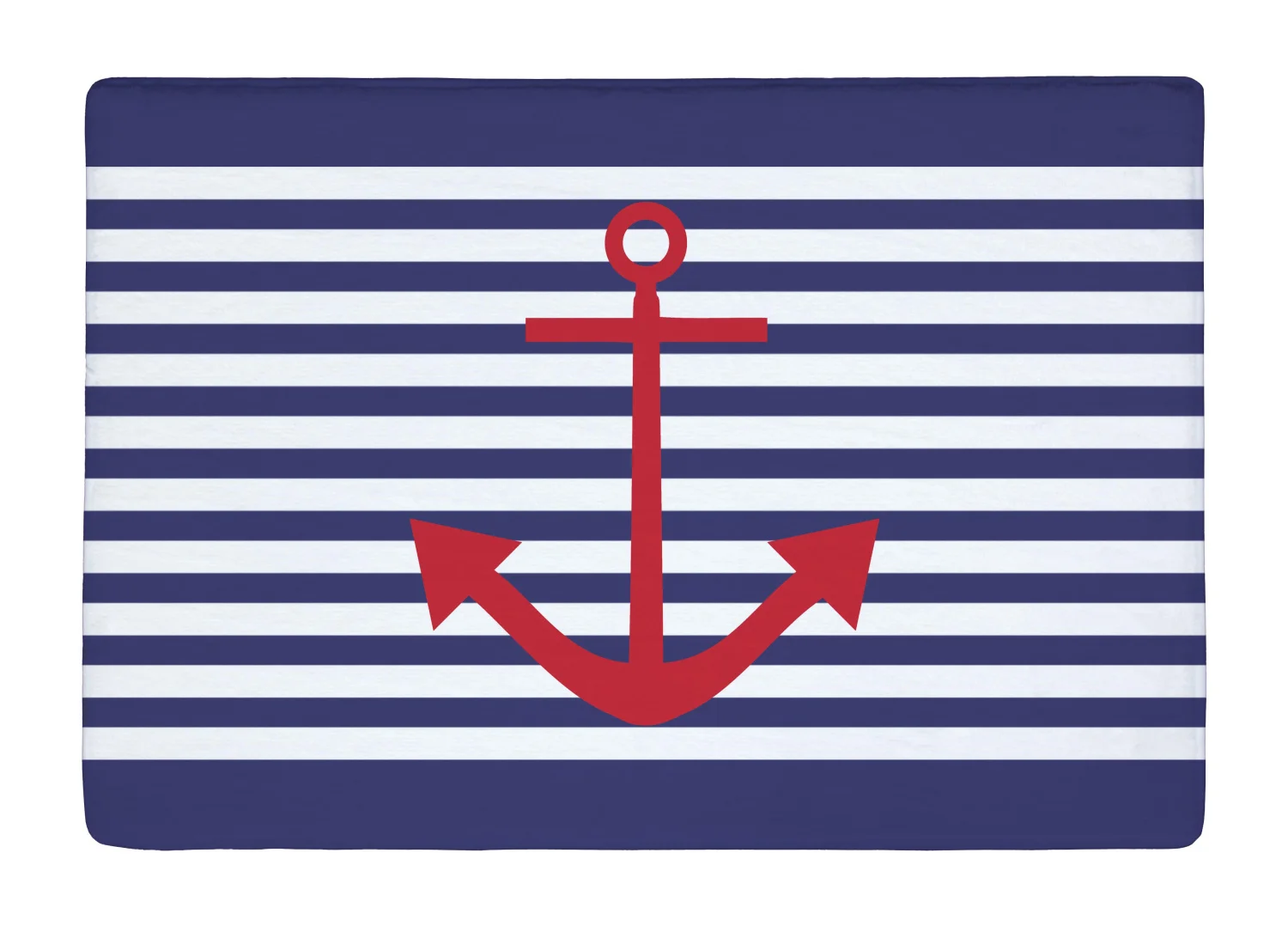 Floor Mat Vintage Navy Blue Stripe and Red Anchor Print Non slip Rugs