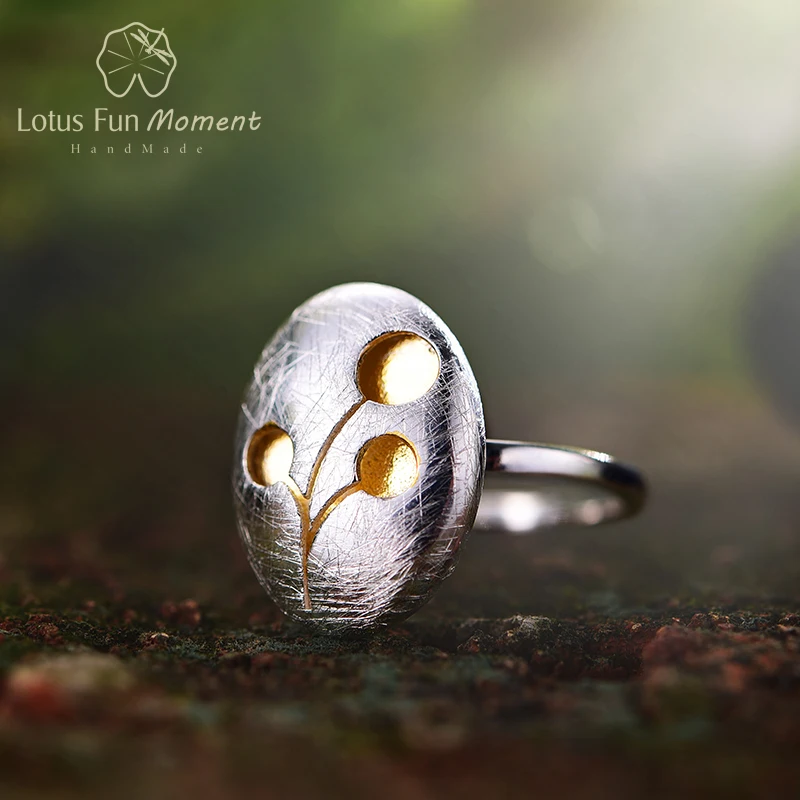 Lotus Fun Moment Настоящее стерлингового серебра 925 природных ручной Творческий