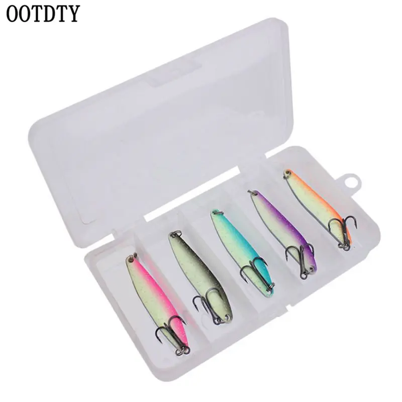 

OOTDTY 5 Pcs/box Metal Sequins Two-color Luminous Willow Leaf Shaped Iron Piece Black Nickel Thick Fish Hook