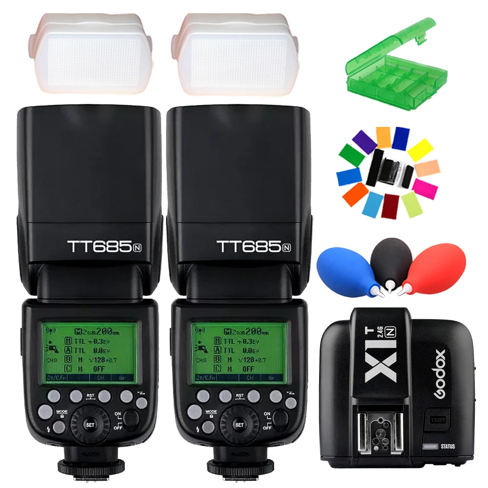 

Godox 2x TT685N High Speed i-TTL 2.4G Wireless Flash with X1N Flash Transmitter for Nikon D800 D700 D7000 D5100 D810 D90 + Gift