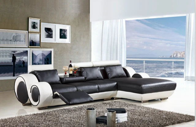 Moderne schnittledersofa mit l förmigen sofa möbel für wohnzimmer ... Moderne schnittledersofa mit l förmigen sofa möbel für wohnzimmer ...