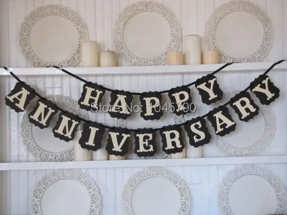 free shipping 1 x black happy anniversary banner anniversary sign happy anniversary banners