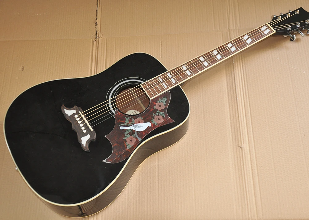 

Factory Custom Black 41''Acoustic Guitar with Dove Pattern,Rosewood Fretboard,Can Add Fishman Pickups,Can Change Color