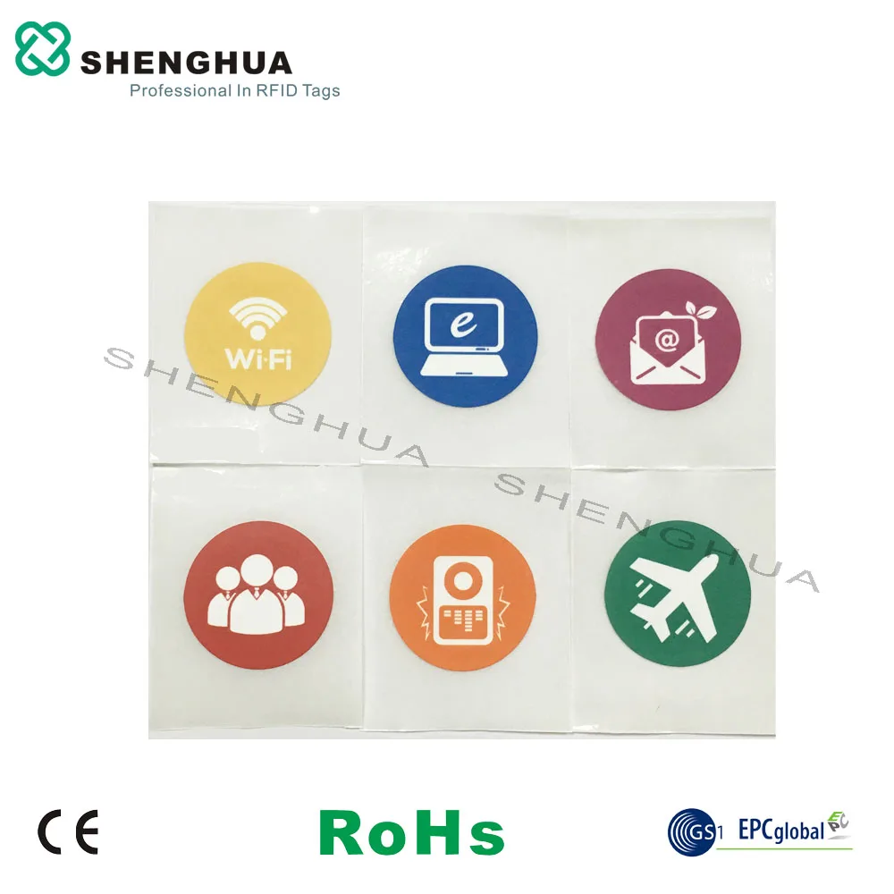 

6pcs/pack Logo Printing 13.56MHz NFC TAG 213 Round Coin Smart RFID Tag 25mm ISO14443A HF RFID Sticker For Access Control Track