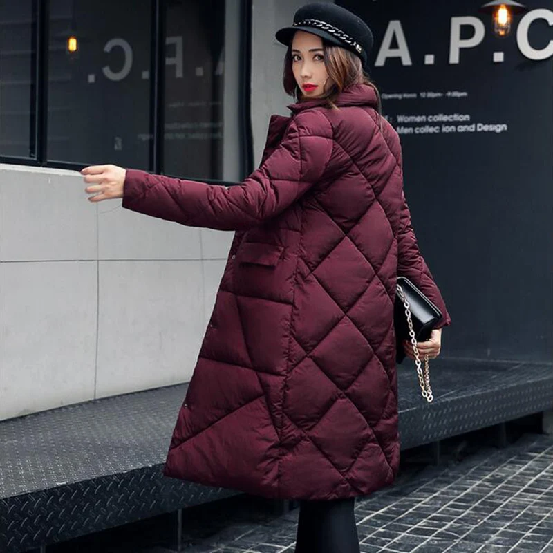 dark Le Veste Single Coton Bas Femelle Hiver Manteau Vers Survêtement Femmes breasted Green Mince Brown Casual 2017 gray win long Black De Red Moyen Mode Yagenz army 0Rqfqz