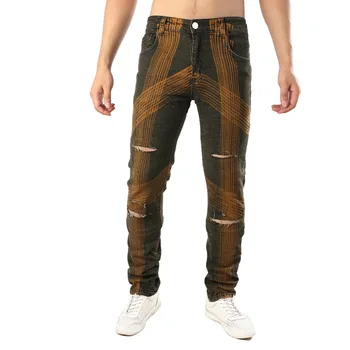 

2019 Jeans Men New Fashion Hole Moustache Effect Denim Trouser Vintage Male Distressed Slim Biker Jeans Men's Pants Plus Size 42