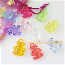 20 шт смешанный пластиковый акриловый прозрачный животный Медведь Подвески 15x20,5 мм