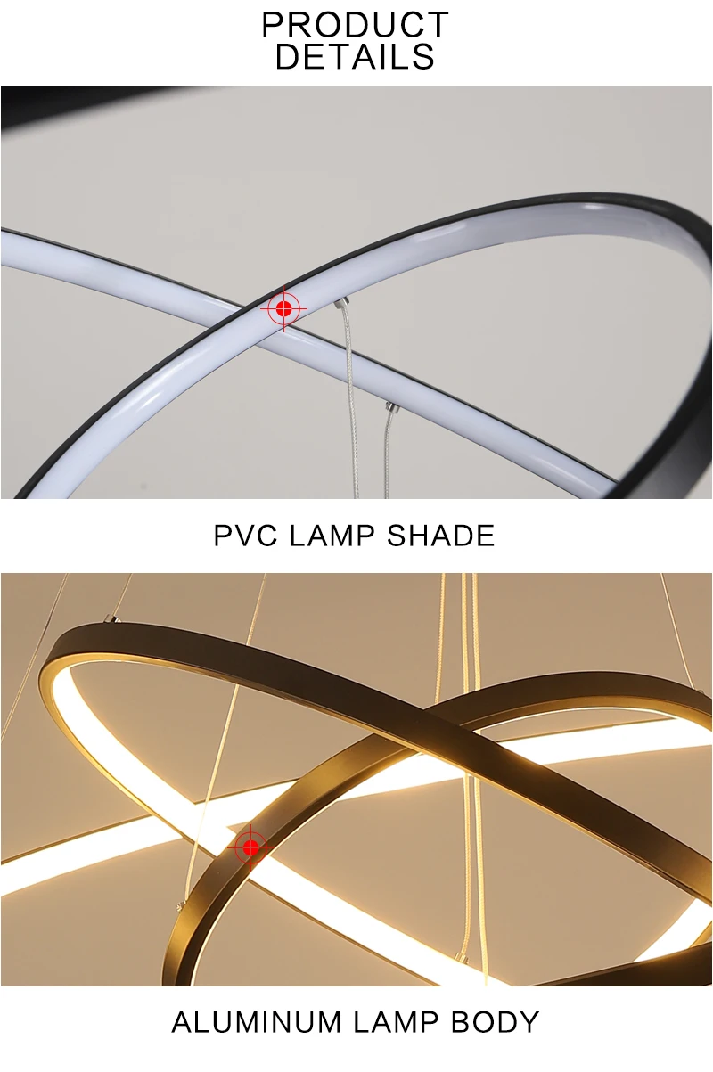 Кольца современный светодио дный светодиодный подвесной светильник для гостиной столовой светодио дный люстры круглый светодио дный
