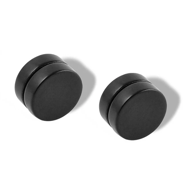 1Pair Punk Unisex Earring Shellhard 8mm Black Circle Clip Stud