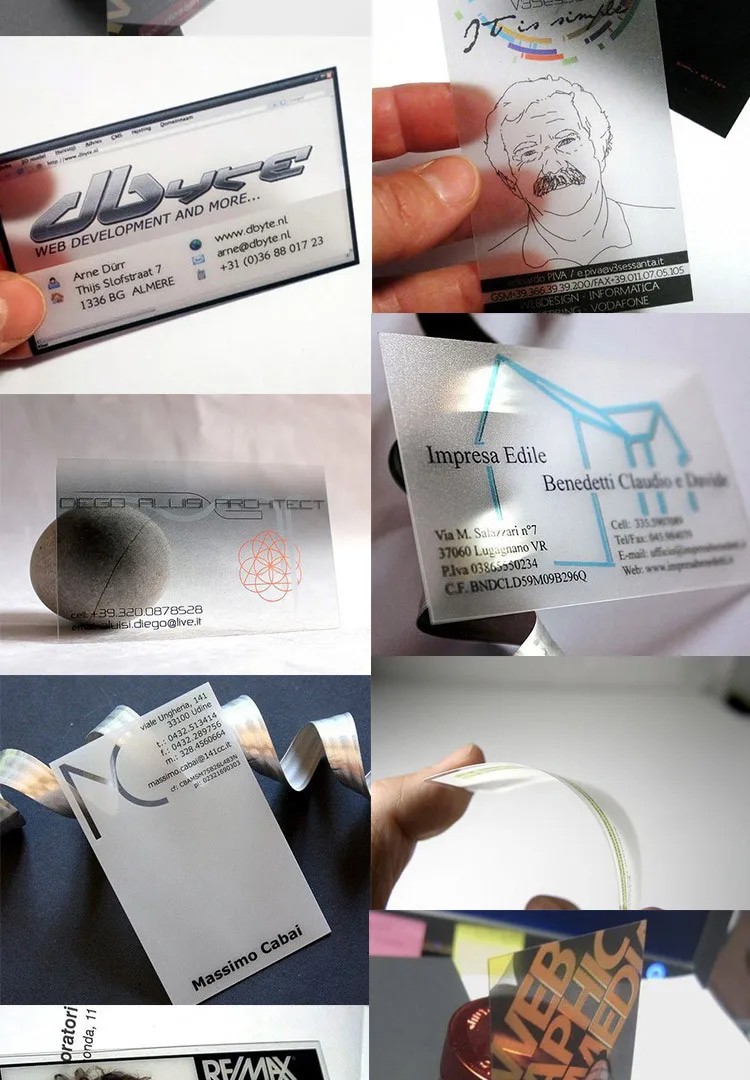 200 Full Color Frosted Transparent PVC Plastic Business Cards Print Free Design 2
