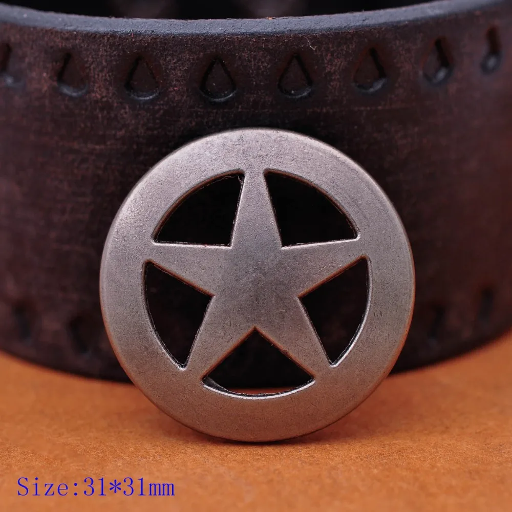 

10PCS 31 MM ANTIQUE SILVER WESTERN COWBOY ROCK STAR LEATHER CRAFT BUTTON DECORATION RIVET BACK HORSE SADDLES