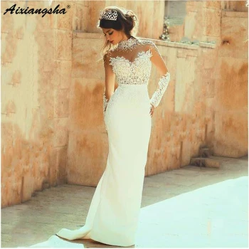 

Vestido De Noiva 2019 Wedding Dresses Mermaid Long Sleeves Lace Beaded Boho Dubai Arabic Wedding Gown Princess Bridal Dress