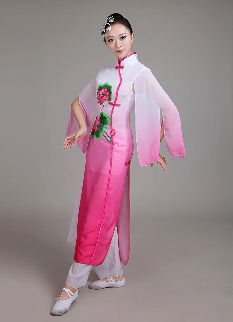 (0185) Women Chinese Folk dance costumes sequins Embroidery peony Hanfu yangko/umbrella/fan dance classical dance costume