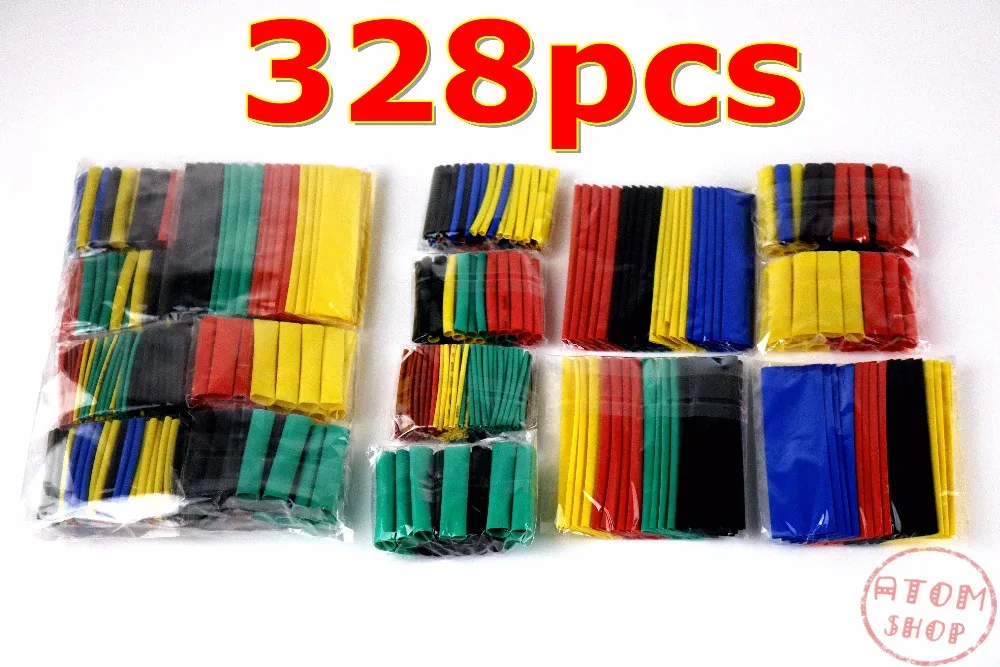 

328Pcs 8 Sizes Multi Color Polyolefin 2:1 Halogen-Free Heat Shrink Tubing Tube Assortment Sleeving Wrap Tubes
