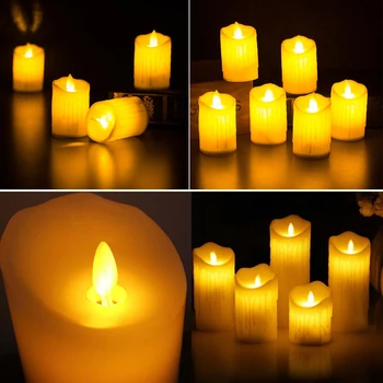 

6pcs Swinging Dripped Wax Moving Dancing Flame LED Taper Candle Home Wedding Xmas Bar Party Church Decor