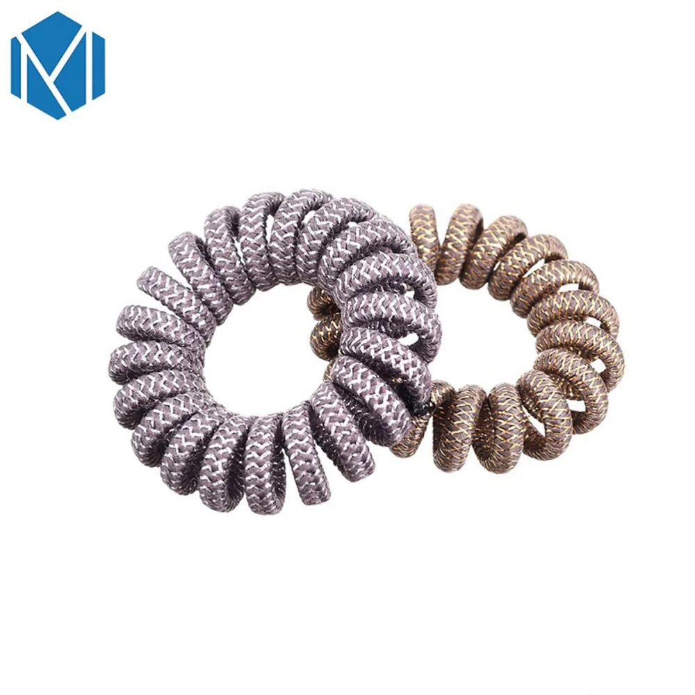 

M MISM 2 pcs/sets Girls Random Color Telephone Line Rubber Elastic Hair Band Gum For Women Hair Ponytail Holder Hair Accessories