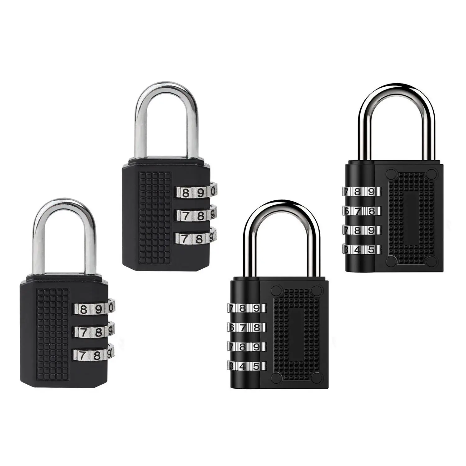 

4 Pack 4 & 3-Digit Combination Padlock Zinc Alloy Waterproof and Clasp Combine Steel Locker Sports Gym Sport Case