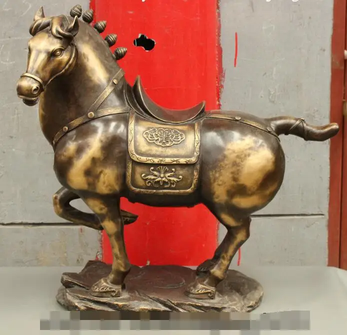 

S06931 23 Folk China Chinese Bronze Copper Palace FengShui Horse Gee Statue Sculpture