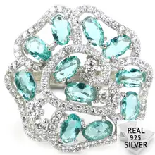 4.7g Real 925 Solid Sterling Silver Deluxe Top Rich Blue Aquamarine CZ Ladies Rings US 7.5# 25x24mm 4.7g Real 925 Solid Sterling Silver Deluxe Top Rich Blue Aquamarine CZ Ladies Rings US 7.5# 25x24mm